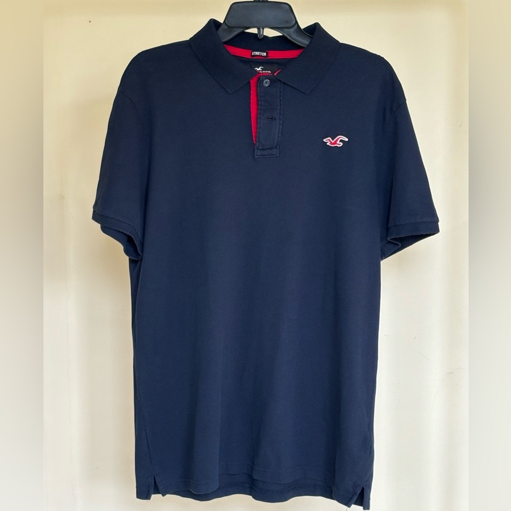 Hollister Men’s XL Epic Flex Stretch Navy Blue Polo Shirt